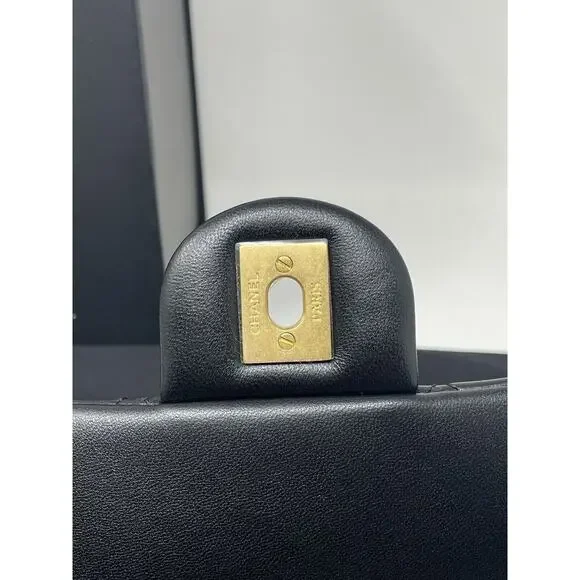 CHANEL 22S Black Mini Rectangle Pearl Crush Braid Gold Ball Flap Bag Unused - Picture 10 of 16